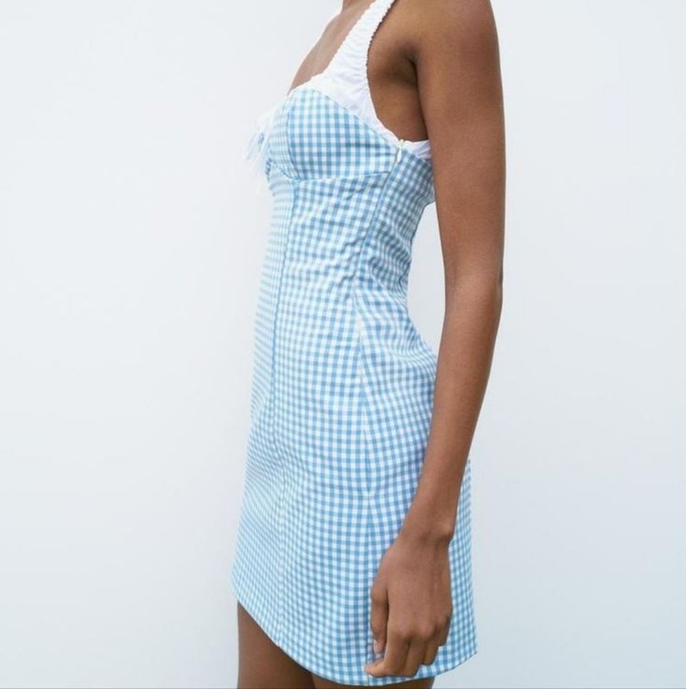 NWT ZARA COMBINATION GINGHAM DRESS